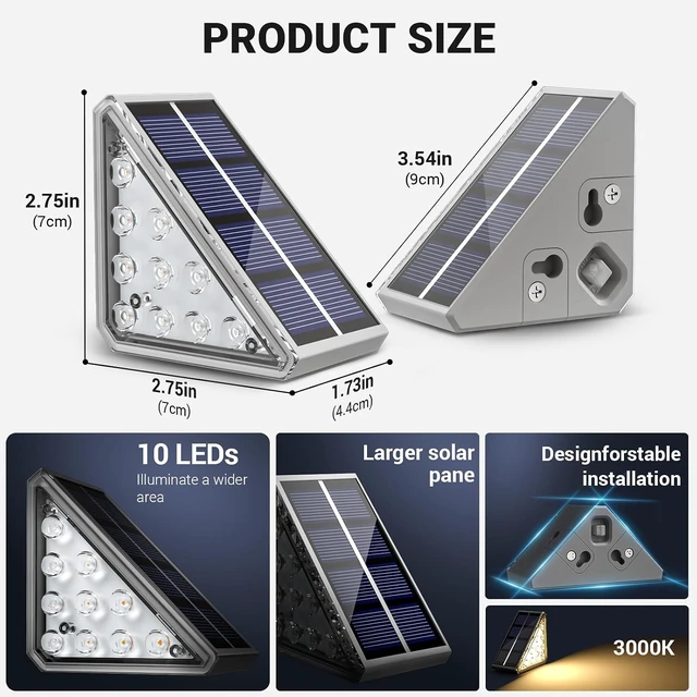 Alt view image 2 of 6 - 24 Pack IP67 Waterproof Solar Step Lights Auto On/Off Warm White Stair Lights for Patio, Yard, Porch, Front Door, Sidewalk & Deck Decor