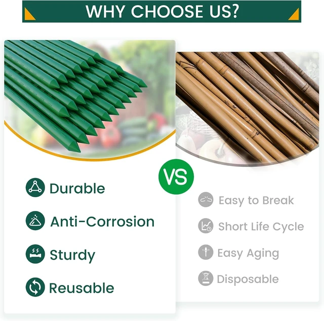 Alt view image 4 of 6 - 25 Pcs 48 Inch Plant Support Garden Stakes for Outdoor Plants