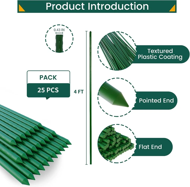 Alt view image 5 of 6 - 25 Pcs 48 Inch Plant Support Garden Stakes for Outdoor Plants