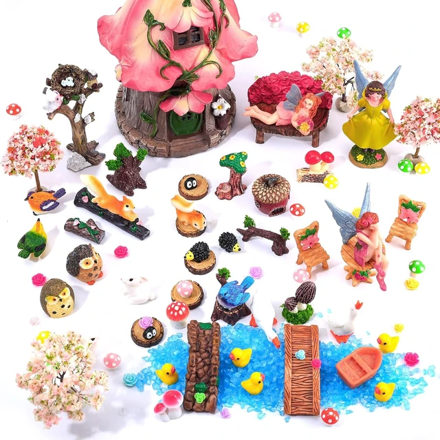 Alt view image 2 of 7 - 93 Pcs Miniature Fairy Garden House Accessories