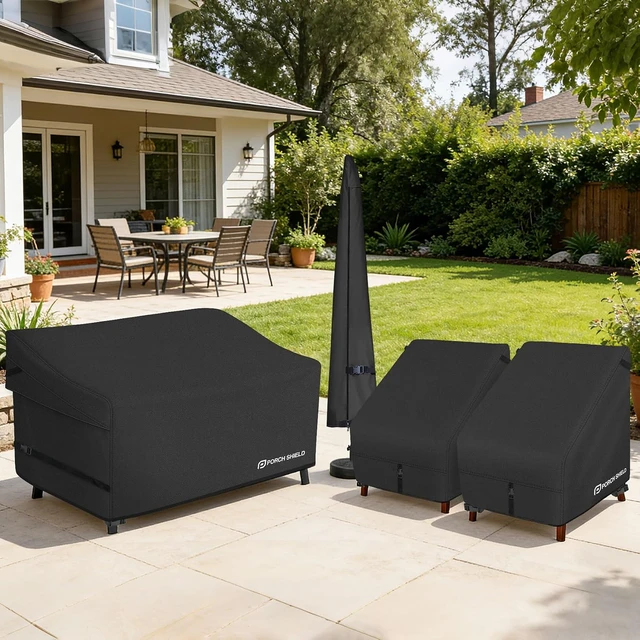 Alt view image 6 of 7 - 92W x 40D x 35H Inch Waterproof Outdoor Sofa Cover, Black