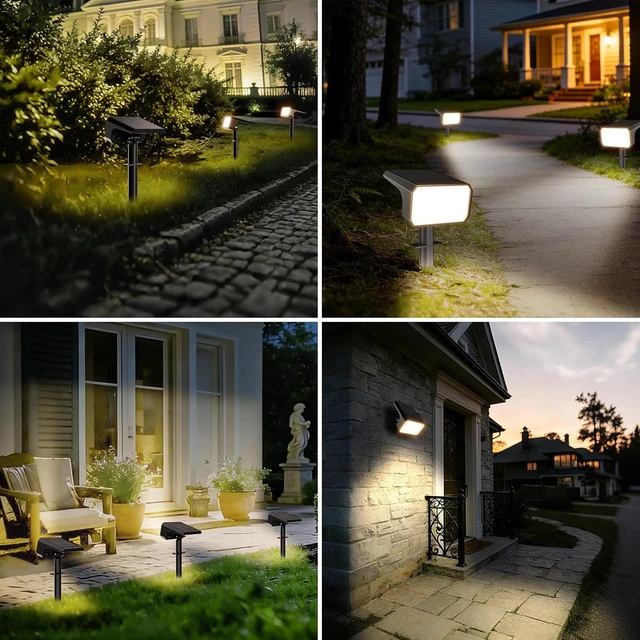Alt view image 7 of 7 - 8 Pack Upgraded IP67 Waterproof Solar Spot Lights 108 LEDs, 4 Modes, 800LM, Dusk to Dawn for Garden, Yard & Tree, Warm White