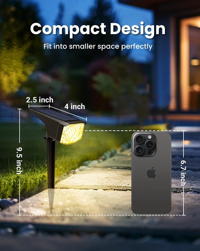 Alt view image 2 of 6 - 10 Pack Warm White Waterproof Solar Spot Lights Outdoor