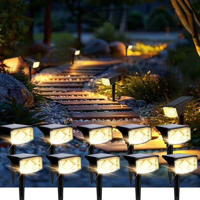 Main image of 10 Pack Warm White Waterproof Solar Spot Lights Outdoor
