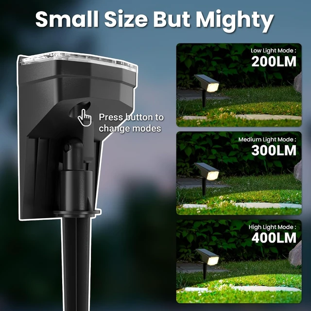 Alt view image 3 of 6 - 10 Pack Warm White Waterproof Solar Spot Lights Outdoor