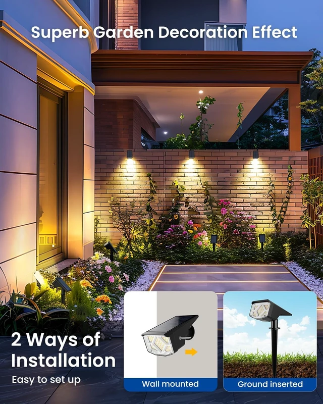 Alt view image 6 of 6 - 10 Pack Warm White Waterproof Solar Spot Lights Outdoor