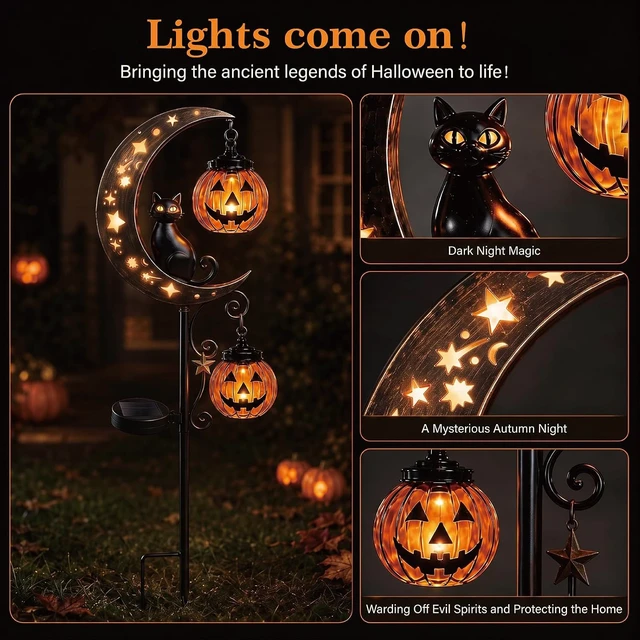 Alt view image 3 of 7 - 2 Pcs Solar Halloween Lights Outdoor Decorations