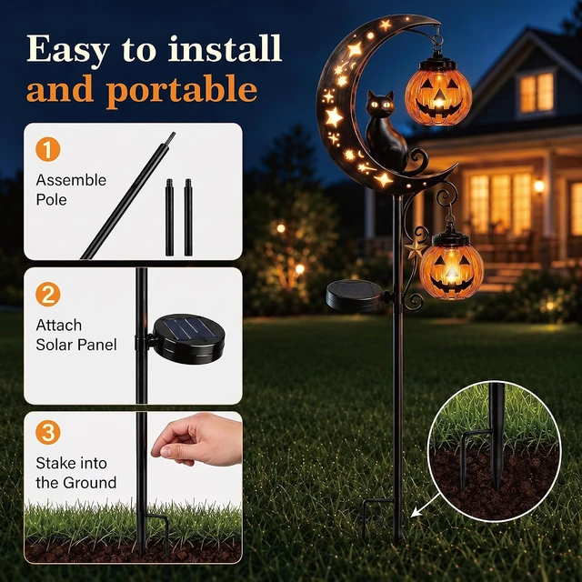 Alt view image 5 of 7 - 2 Pcs Solar Halloween Lights Outdoor Decorations