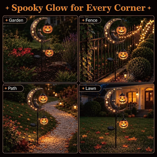 Alt view image 7 of 7 - 2 Pcs Solar Halloween Lights Outdoor Decorations