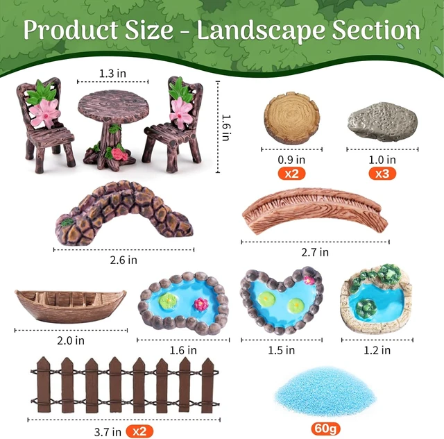 Alt view image 3 of 6 - 115 Pcs Mini Fairy Garden House Kit Outdoor Accessories & Supplies Decor