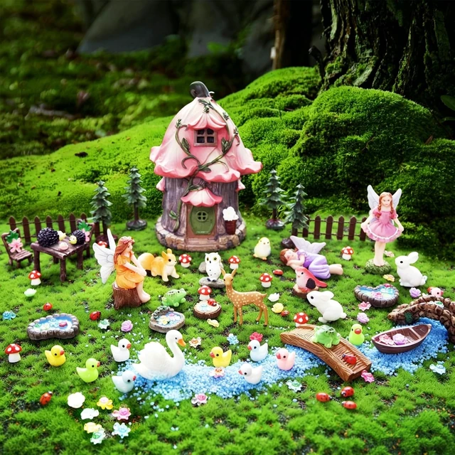 Alt view image 6 of 6 - 115 Pcs Mini Fairy Garden House Kit Outdoor Accessories & Supplies Decor