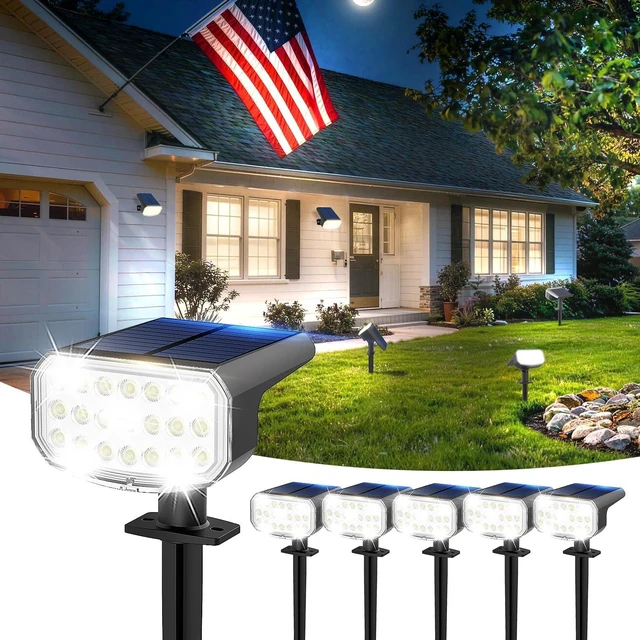 Main image of 6 Pack Waterproof Solar Spotlights Outdoor with Focus Beam