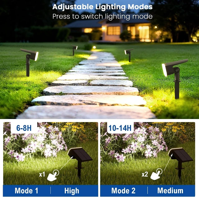 Alt view image 3 of 7 - 6 Pack Waterproof Solar Spotlights Outdoor with Focus Beam