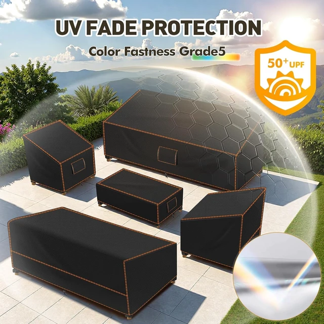 Alt view image 4 of 6 - 5 Piece XXX-Large Waterproof Patio Furniture Set Cover, Black