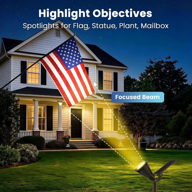 Alt view image 2 of 7 - 6 Pack Waterproof Solar Spot Lights Outdoor with Focus Beam