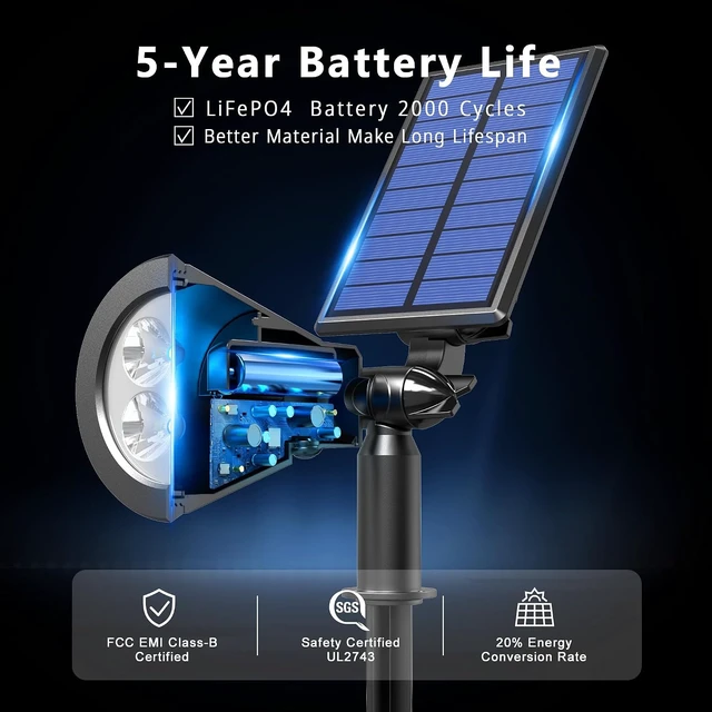 Alt view image 7 of 7 - 6 Pack Waterproof Solar Spot Lights Outdoor with Focus Beam