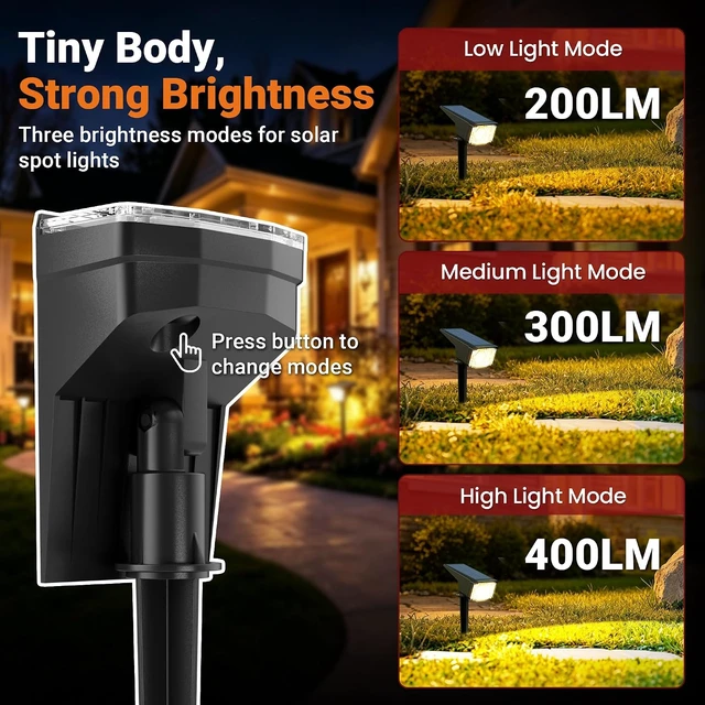 Alt view image 3 of 6 - 12 Pack Warm White Waterproof Solar Spot Lights Outdoor