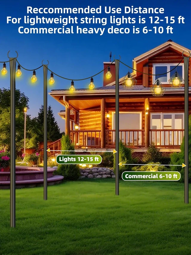 Alt view image 5 of 7 - 4 Pack 10 Ft Adjustable String Light Poles for Outdoors