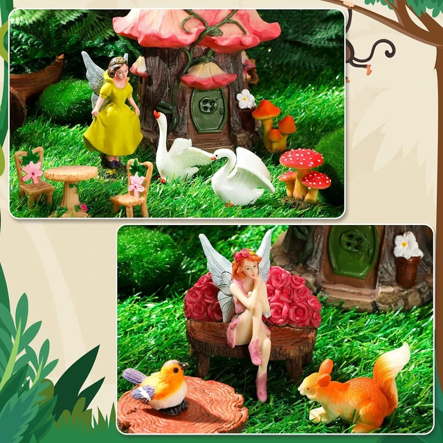 Alt view image 2 of 6 - Mushroom & Animal Fairy House Garden Kit Figurines Summer Decor, Beauty