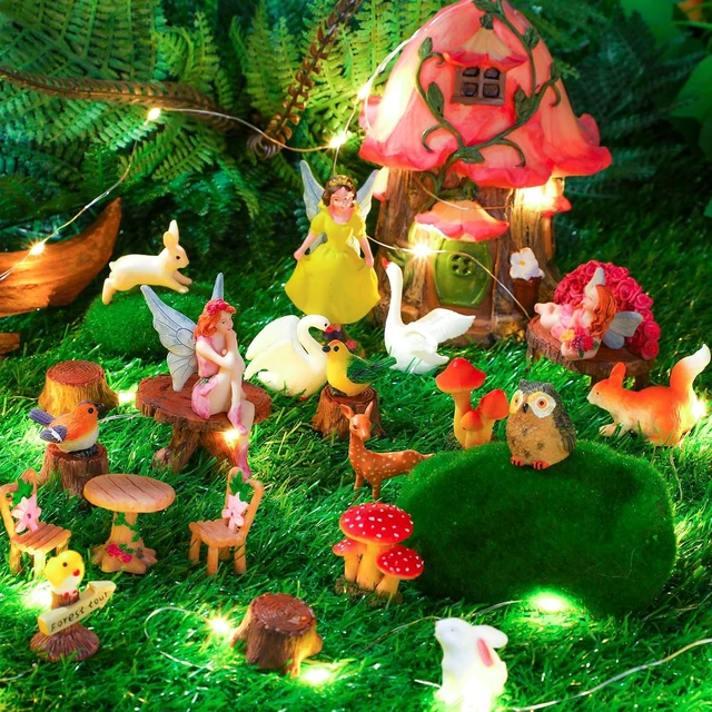 Alt view image 6 of 6 - Mushroom & Animal Fairy House Garden Kit Figurines Summer Decor, Beauty