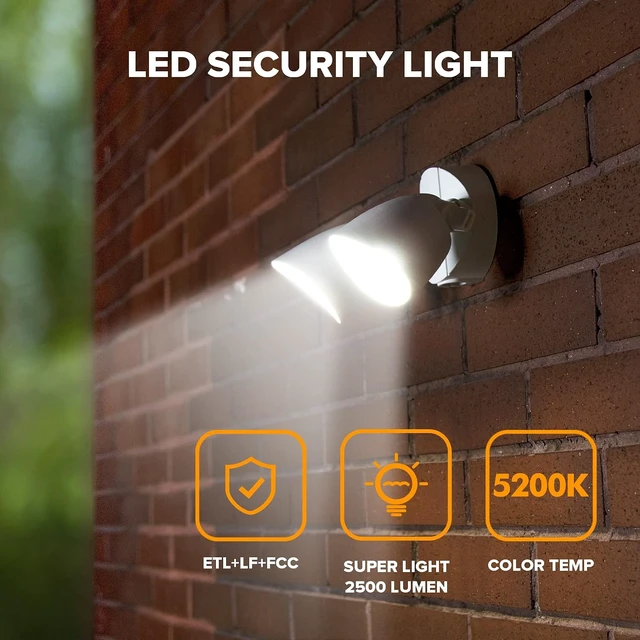 Alt view image 2 of 7 - 2 Pack 28 LED Dual-Head Outdoor Floodlight 2500 Ln, 32 Watt Full Metal Waterproof Security Wall Light for Patio, Garden & Yard, White
