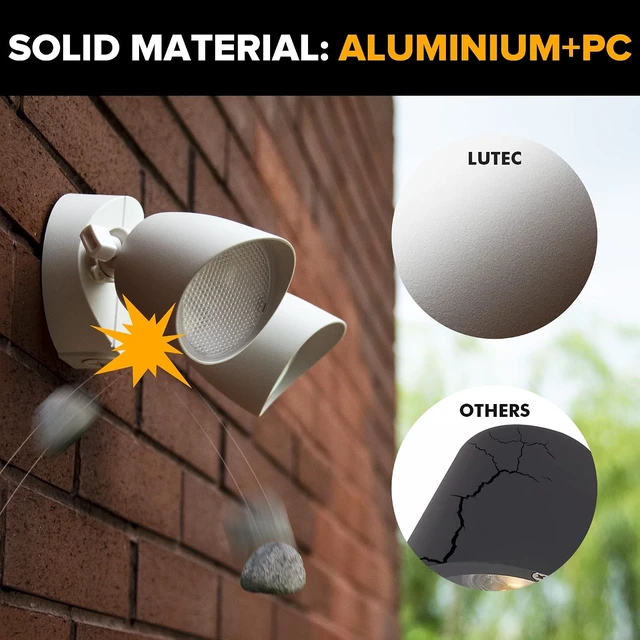 Alt view image 3 of 7 - 2 Pack 28 LED Dual-Head Outdoor Floodlight 2500 Ln, 32 Watt Full Metal Waterproof Security Wall Light for Patio, Garden & Yard, White
