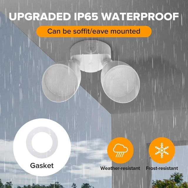 Alt view image 4 of 7 - 2 Pack 28 LED Dual-Head Outdoor Floodlight 2500 Ln, 32 Watt Full Metal Waterproof Security Wall Light for Patio, Garden & Yard, White