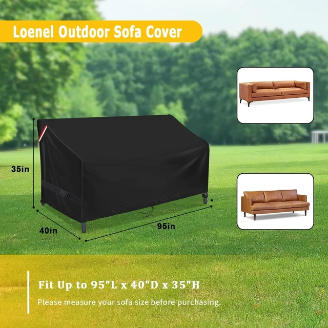Alt view image 2 of 6 - 95" L x 40" W x 35" H Waterproof Outdoor Loveseat Glider Cover