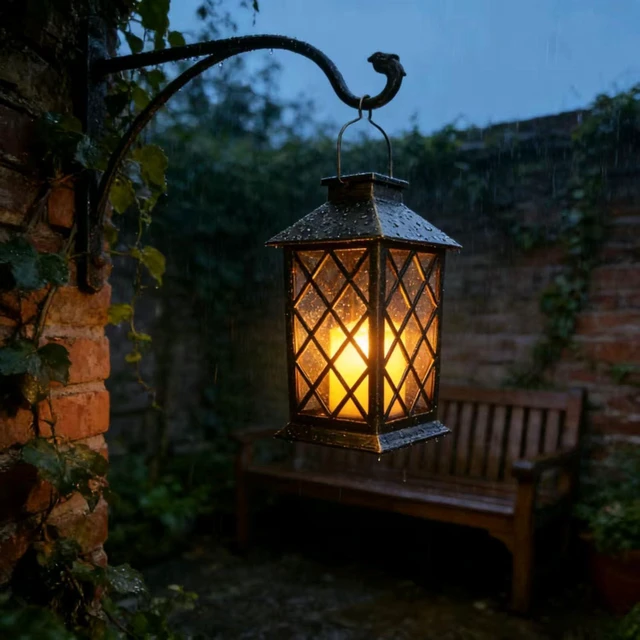 Alt view image 2 of 7 - 2 Pack Waterproof Solar Hanging Lanterns LED Flickering Flameless Candle Mission Lights for Table & Outdoor, Mother's Day Gift for Mom & Wife (2pack)