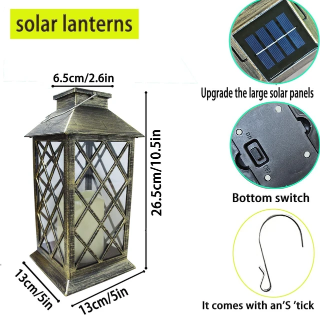 Alt view image 4 of 7 - 2 Pack Waterproof Solar Hanging Lanterns LED Flickering Flameless Candle Mission Lights for Table & Outdoor, Mother's Day Gift for Mom & Wife (2pack)