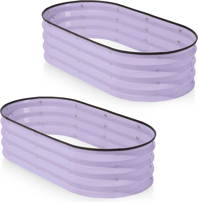 Main image of 2 Pack, 4×2×1 Ft Galvanized Raised Garden Beds Large Outdoor Metal Planter Box for Vegetables, Flowers & Gardening (Lavender)