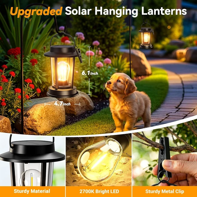 Alt view image 5 of 7 - Waterproof Solar Lanterns Bright Hanging Outdoor Lights