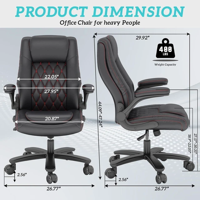 Alt view image 3 of 7 - High Back Leather Executive Office Desk Chair Computer Chair, Black