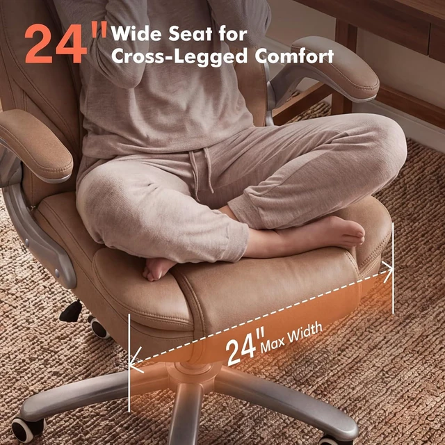 Alt view image 4 of 7 - 400 Lb Big & Tall Leather Office Chair Brown Executive Desk Chair