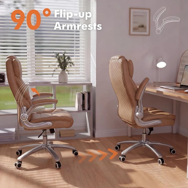 Alt view image 6 of 7 - 400 Lb Big & Tall Leather Office Chair Brown Executive Desk Chair