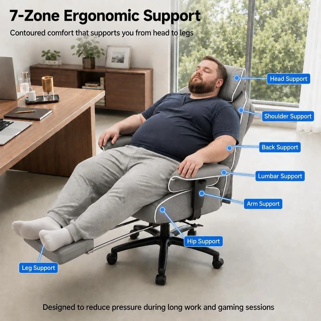 Alt view image 4 of 7 - 400 Lbs Big & Tall Office Chair with Executive Lumbar Support
