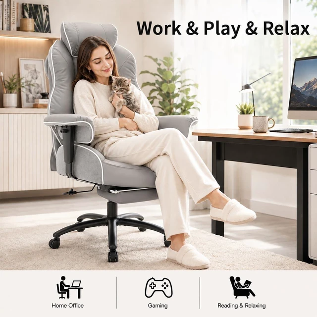 Alt view image 5 of 7 - 400 Lbs Big & Tall Office Chair with Executive Lumbar Support