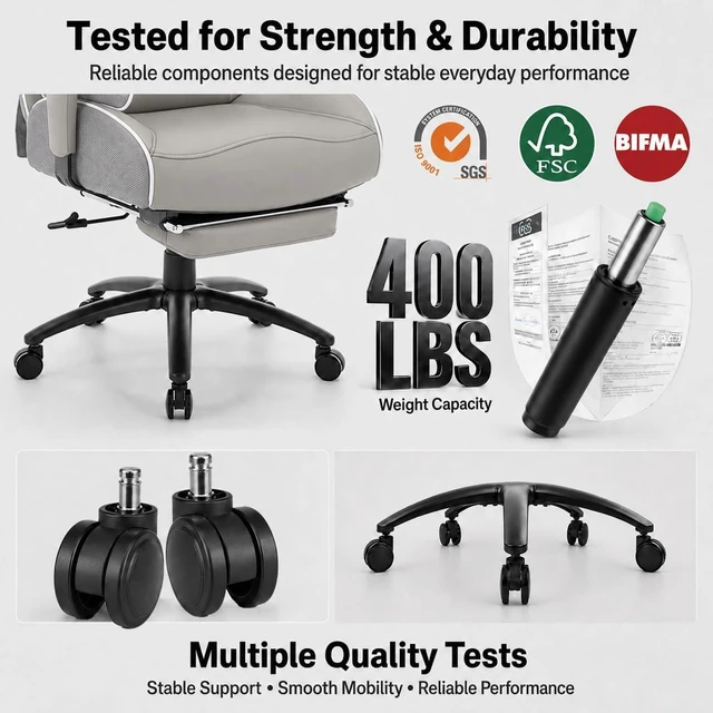 Alt view image 7 of 7 - 400 Lbs Big & Tall Office Chair with Executive Lumbar Support