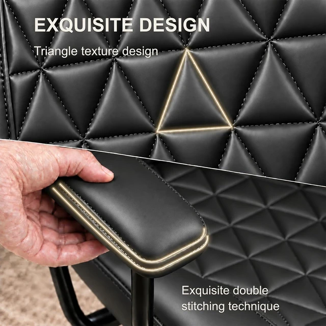 Alt view image 6 of 7 - Black PU Leather Office Chair with Lumbar Support & Removable Arms
