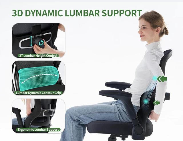 Alt view image 3 of 7 - 400 Lb Mesh Ergonomic Office Chair Comfy Desk Chair with Lumbar Support