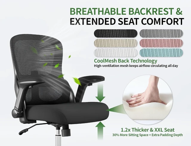 Alt view image 5 of 7 - 400 Lb Mesh Ergonomic Office Chair Comfy Desk Chair with Lumbar Support