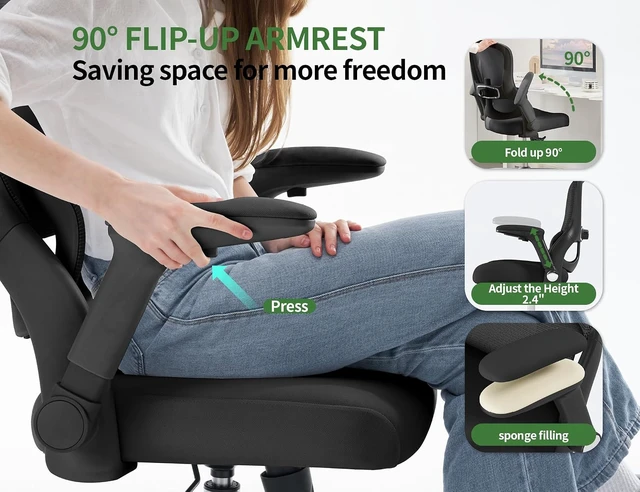 Alt view image 6 of 7 - 400 Lb Mesh Ergonomic Office Chair Comfy Desk Chair with Lumbar Support