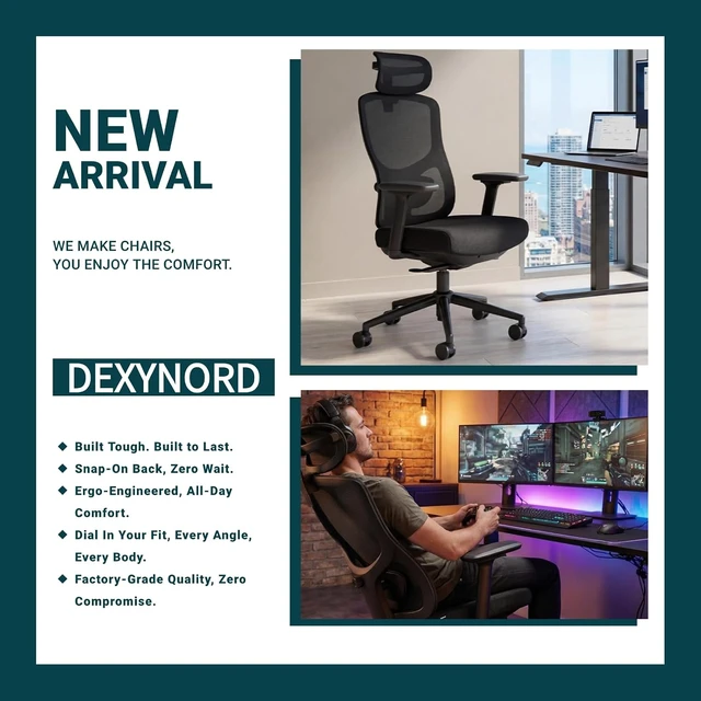 Alt view image 3 of 7 - High Back Ergonomic Office Chair with Breathable Mesh Back & Thick Seat Cushion 4D Armrests, 3D Headrest, Adjustable Lumbar & Seat Depth with Tilt Lock (Black)