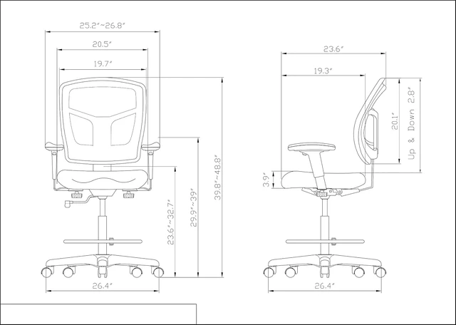 Alt view image 2 of 7 - Apollo Black Drafting Stool by Seating