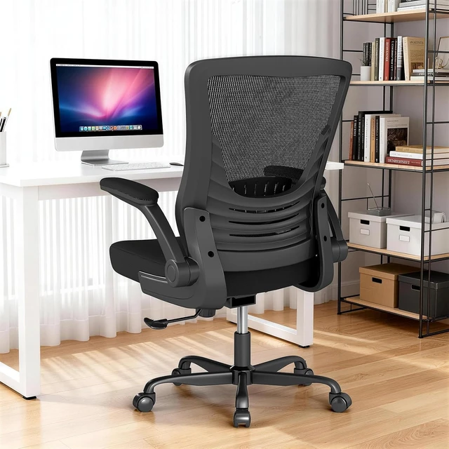 Alt view image 2 of 7 - Comfy Ergonomic Mesh Office Chair with Flip-Up Armrests