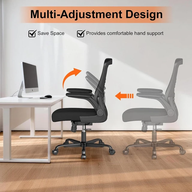 Alt view image 5 of 7 - Comfy Ergonomic Mesh Office Chair with Flip-Up Armrests