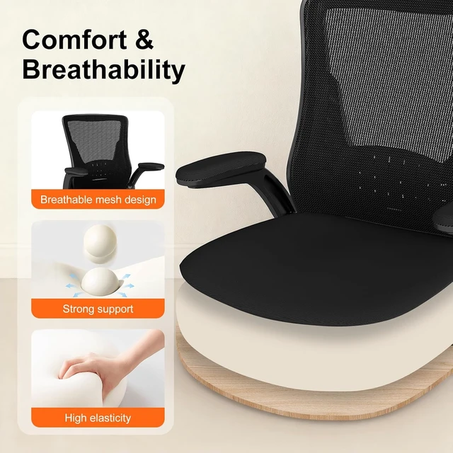 Alt view image 7 of 7 - Comfy Ergonomic Mesh Office Chair with Flip-Up Armrests