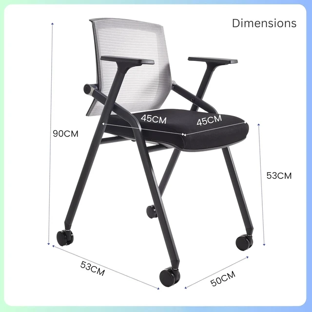 Alt view image 2 of 6 - 2 Pack Stackable Conference Room Chairs Folding Office Desk Chair with Lumbar Support, Sliding Armrest & Casters, for Guests & Reception