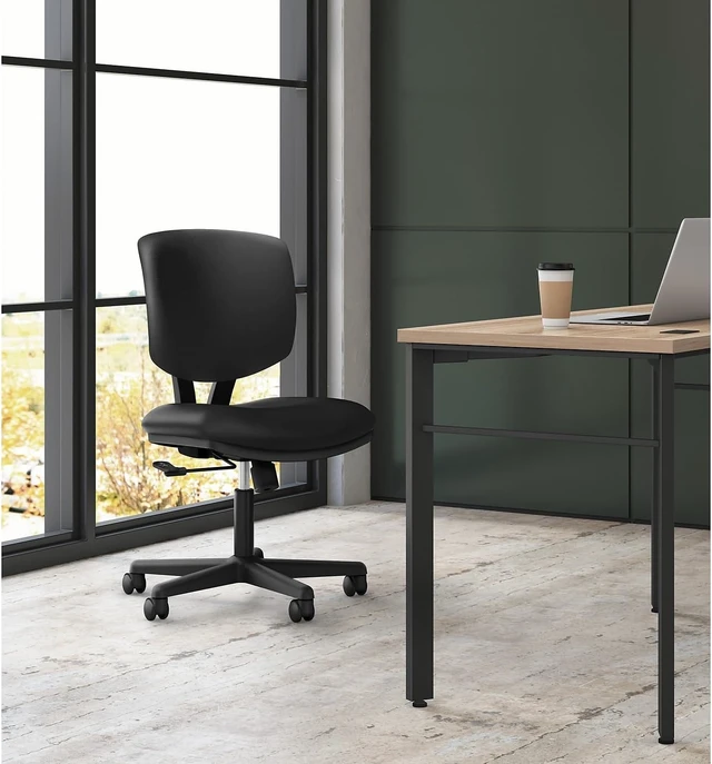 Alt view image 2 of 7 - Volt Armless Ergonomic Office Chair Black Desk Computer Chair