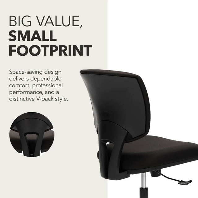 Alt view image 5 of 7 - Volt Armless Ergonomic Office Chair Black Desk Computer Chair